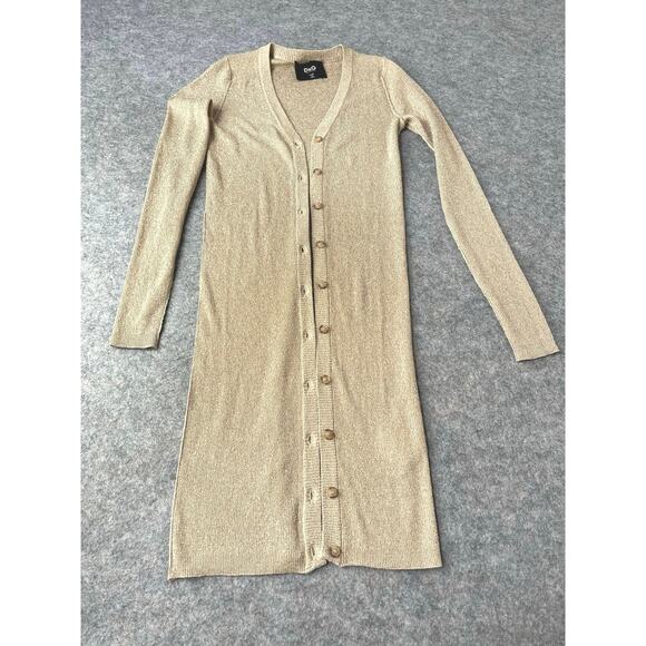 Dolce & Gabbana Women’s Gold Shimmer Long Button Up Cardigan Dress Silk Size XS - Picture 2 of 8
